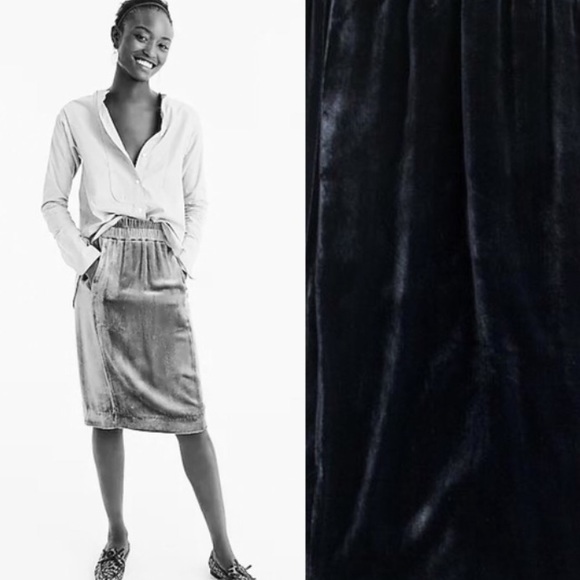 J. Crew velvet pull on skirt navy pockets XS - Picture 3 of 7